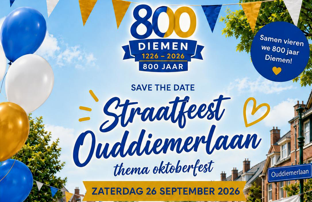 Straatfeest Ouddiemerlaan 2026 banner